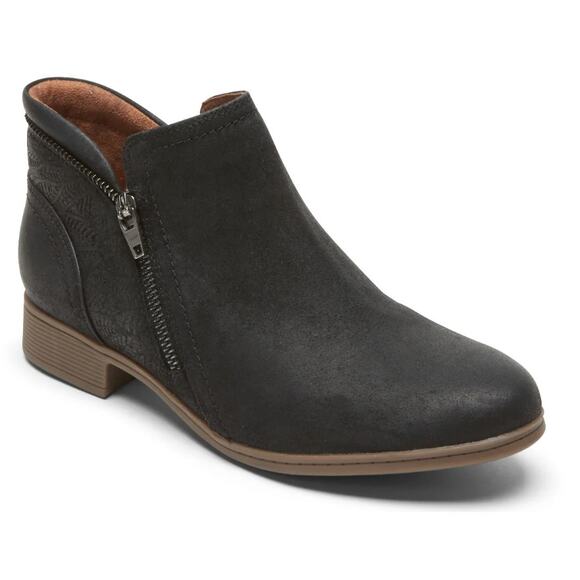 Cobb Hill Womens Crosbie Ankle Bootie US 8 Wide EU 39 Black Leather NIB - Picture 1 of 13